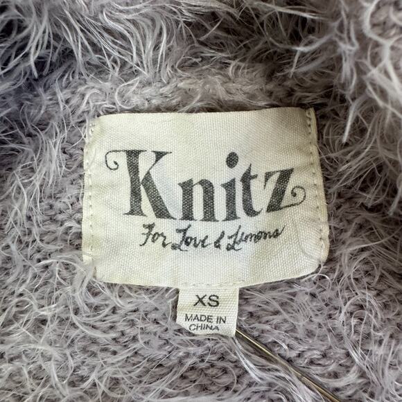 $269 For Love And Lemons XS Fuzzy Blizzard Sweater Cardigan Duster Purple - Picture 10 of 11